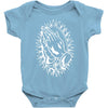 praying hands cross mary rock band baseball jersey Baby Onesie