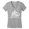 roughin' it roughing trailer camping camp Women's V-Neck T-Shirt