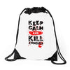 Keep Calm And Kill Zombies Drawstring Bags