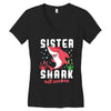 sister shark doo doo doo family matching Women's V-Neck T-Shirt