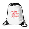 just keep going Drawstring Bags