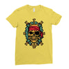 pirate bones skull Ladies Fitted T-Shirt