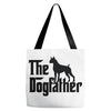 the dogfather boxer Tote Bags