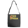 there is no we in pizza Adjustable Strap Totes