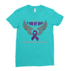 my hero is now my angel pancreatic cancer awareness Ladies Fitted T-Shirt