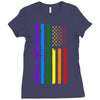 rainbow american flag Ladies Fitted T-Shirt