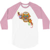 women's sugar skull purple 3/4 Sleeve Shirt