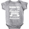 December Girls Are Sunshine Mixed With A Little Hurricane Baby Bodysuit