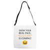 show your real face, halloween is coming Adjustable Strap Totes