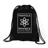 particle physics funny pun Drawstring Bags