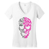 two coloured patterned skull   mens funny Women's V-Neck T-Shirt