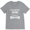 never underestimate the strength and power of a cancer survivor V-Neck Tee