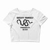 Guccify Yourself White Black Crop Top