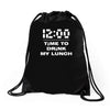 time to drink my lunch Drawstring Bags