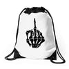 middle finger skeleton bone skull grafitti art Drawstring Bags