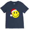 smiley face wears santa hat merry christmas V-Neck Tee