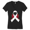 lung cancer white ribbon Women's V-Neck T-Shirt