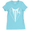 tuxedo wedding marriage prom holiday fancy dress cool geek nerd Ladies Fitted T-Shirt
