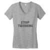 stop twerking Women's V-Neck T-Shirt