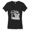 i like trains Women's V-Neck T-Shirt