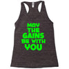 gym gains fitness slogan Racerback Tank