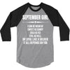 Super September Girl 3/4 Sleeve Shirt