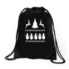 christmas scene reindeer funny Drawstring Bags
