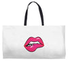 sexy lip biting Weekender Totes