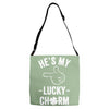 he's my lucky charm Adjustable Strap Totes