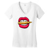 bullet in mouth Women's V-Neck T-Shirt