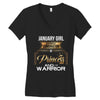 january  girl is a perfect combination of princess and warrior Women's V-Neck T-Shirt