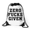 Zero Fucks Given Drawstring Bags