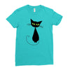 black cat idiot Ladies Fitted T-Shirt