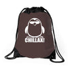 penguin chillax funny new Drawstring Bags