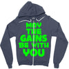 gym gains fitness slogan Zipper Hoodie