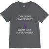 I Am Kicking Cancers Butt Whats Your Superpower? V-Neck Tee