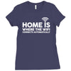 home is where the wifi funny Ladies Fitted T-Shirt
