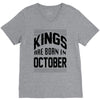kings are born in october V-Neck Tee