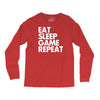 eat sleep game repeat Long Sleeve Shirts