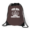 this girl loves christmas Drawstring Bags