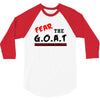 the goat white t shirt greatest of all time basketball baseball footba 3/4 Sleeve Shirt