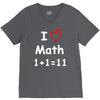 kids boys childrens i love math 1+1=11 funny V-Neck Tee