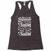 what happens in the salon Racerback Tank