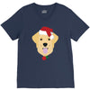golden retriever dog with red santa's hat V-Neck Tee