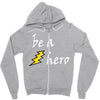 be a hero logo white Zipper Hoodie