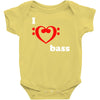 i love heart bass guitar music Baby Onesie