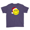 smiley face wears santa hat merry christmas Youth Tee