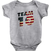 team 10 american flag Baby Onesie