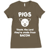 pigs thank the lord they're made from bacon Ladies Fitted T-Shirt
