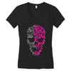 two coloured patterned skull   mens funny Women's V-Neck T-Shirt